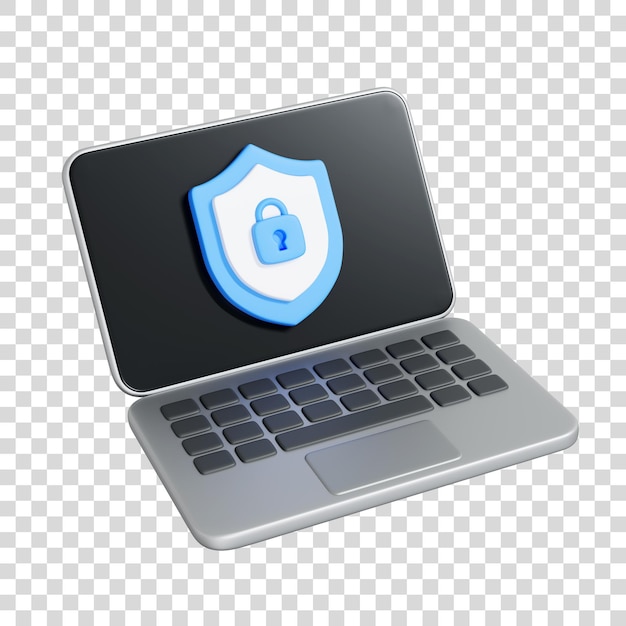 Laptop con icona Shield per la cibersicurezza