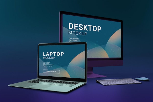 Laptop Desktop Mockup Mockup di schermi modificabili