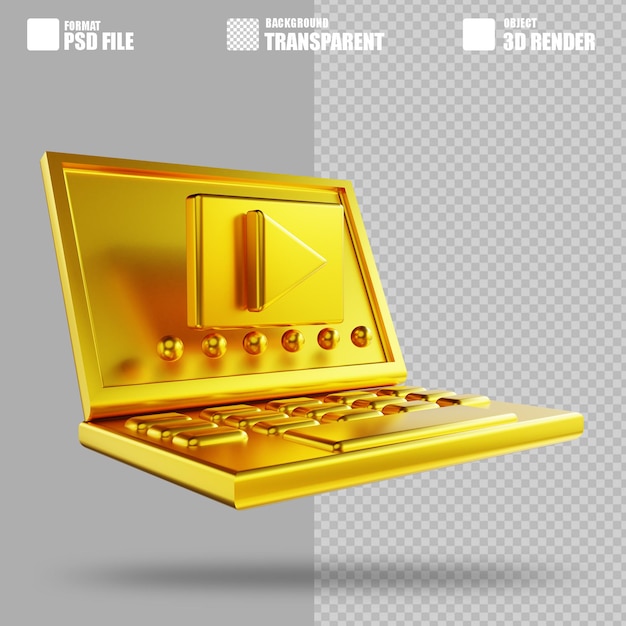 Laptop dourado 2 da ilustração 3d