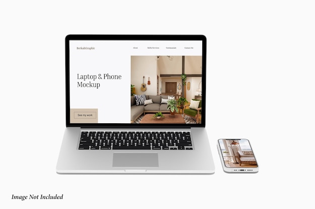 Laptop e telefono mockup Premium Psd