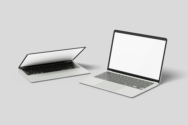 PSD laptop en el fondo gris mock up