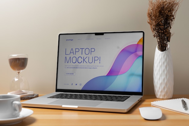 Laptop in einem einfachen Szenario-Mockup