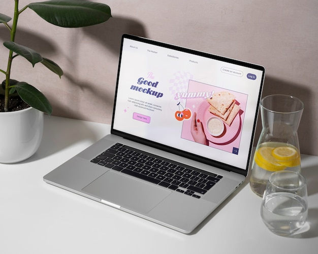 Laptop in einem einfachen Szenario-Mockup