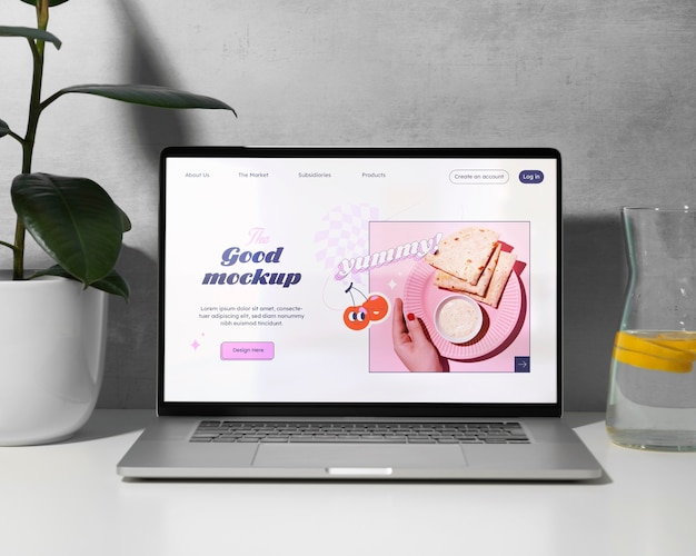 Laptop in einem einfachen Szenario-Mockup