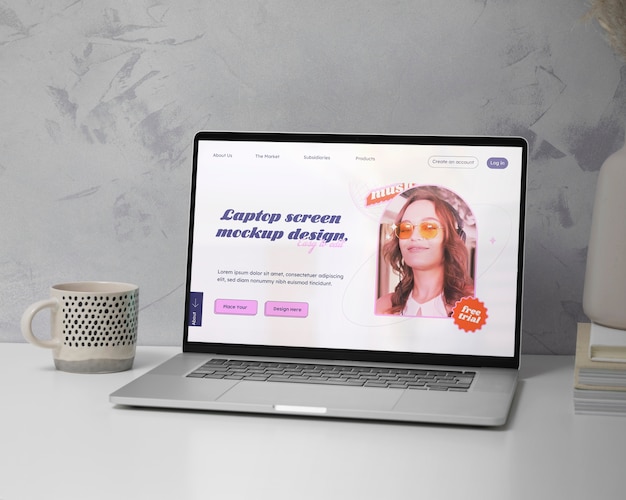 Laptop in einem einfachen Szenario-Mockup