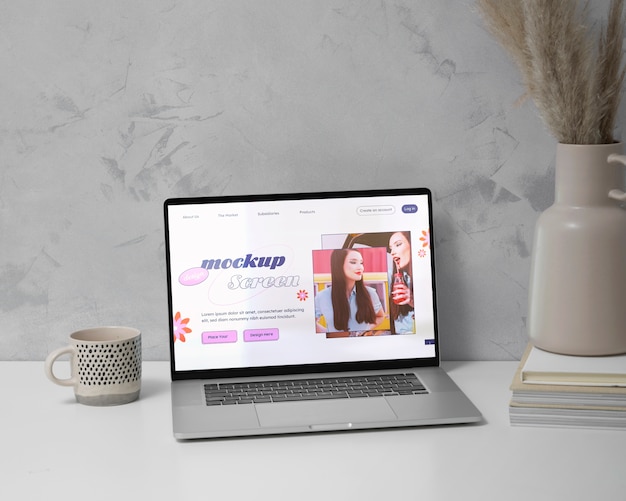 Laptop in einem einfachen Szenario-Mockup