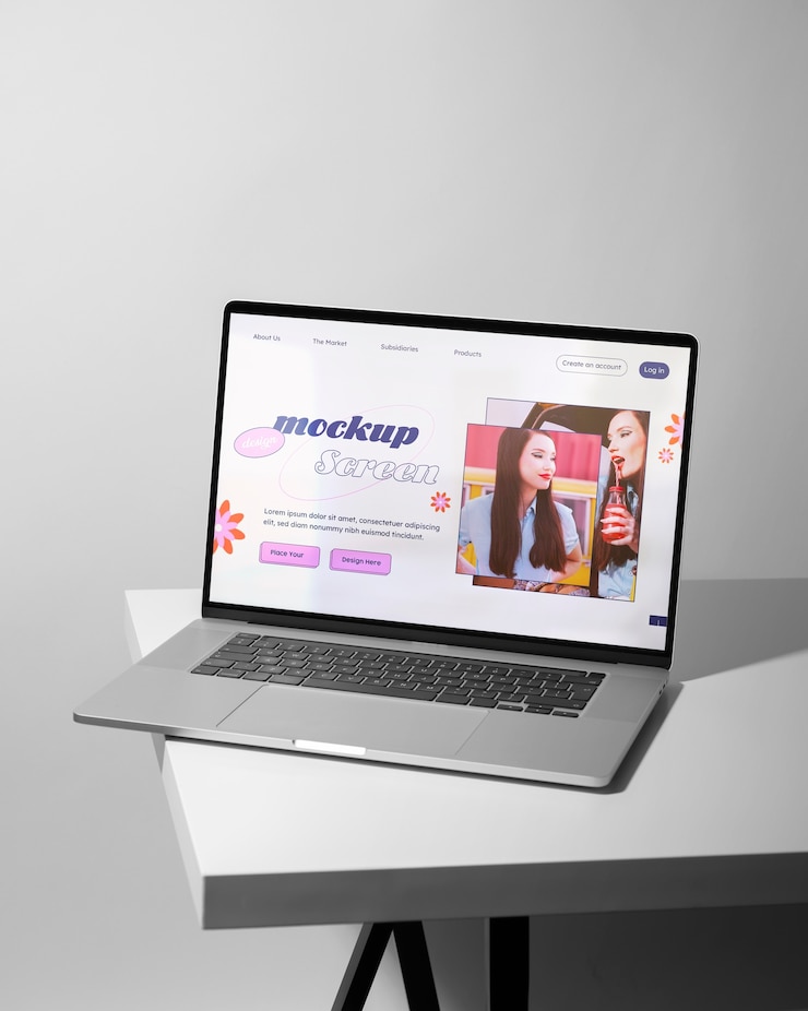 PSD laptop in un semplice modello di scenario