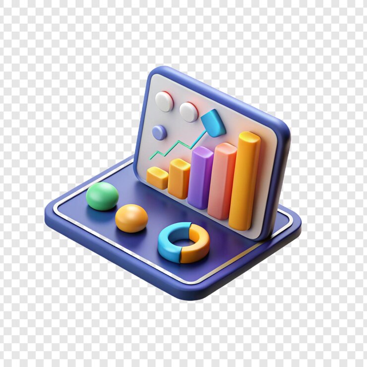 PSD laptop isométrico 3d con gráficos y gráficos de datos de colores