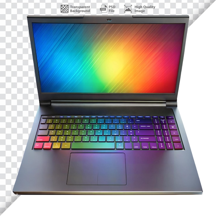 PSD laptop de juegos de alto rendimiento con teclado rgb
