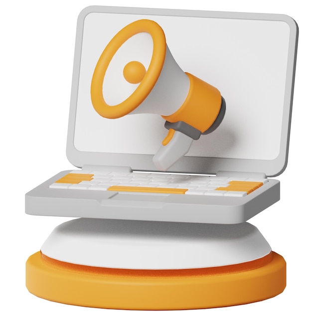 Laptop Megafone Publicidade de Marketing Objeto 3D