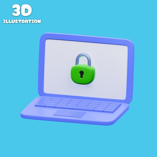 Laptop mit einem Vorhängeschloss-Symbol, das Datensicherheit und Privatsphäre darstellt