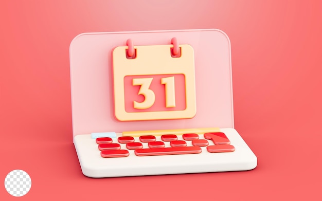 laptop mit kalenderzeichen für terminveranstaltung oder besprechungszeitplanung 3d-illustrationshintergrund