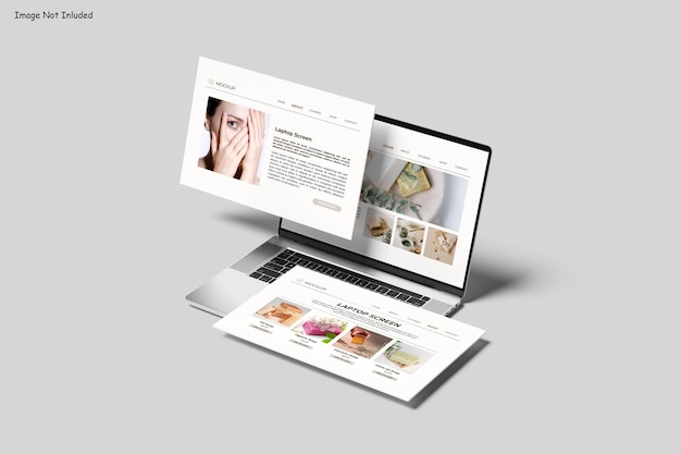 Laptop-Mockup, das eine Website-Schnittstelle anzeigt