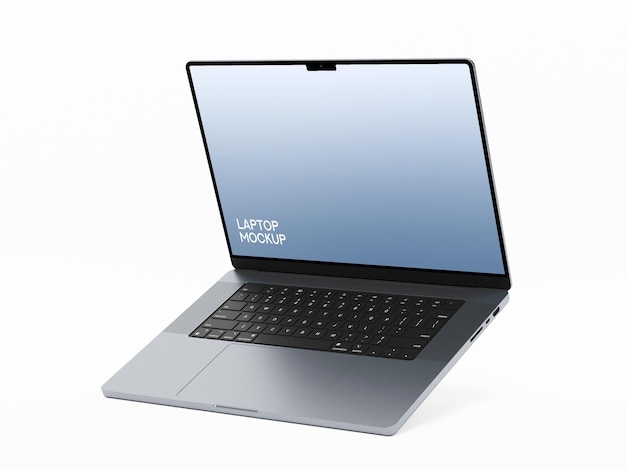 Laptop-Mockup mit einem leeren Bildschirm auf weißem Hintergrund