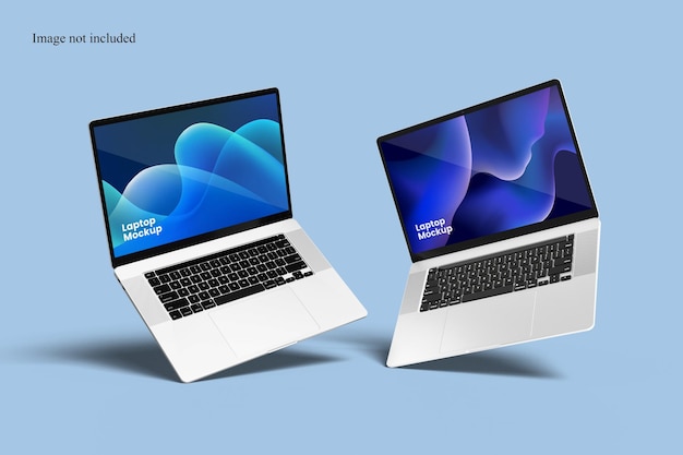 Laptop-mockup mit zwei vorderansichten, um kunden ihr design zu präsentieren