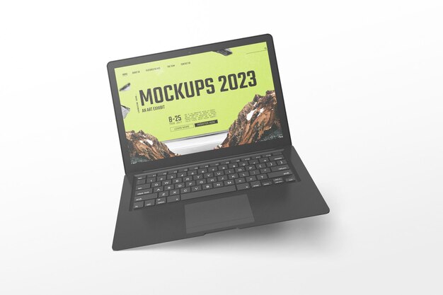 Laptop-Mockup-Vorlage PSD 3D-Objekt realistisch