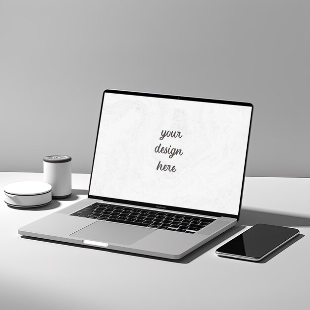 Laptop-Mockups Computer-Mockups-Sammlung Bundle Büro-Schreibtisch Minimalistisches Thema