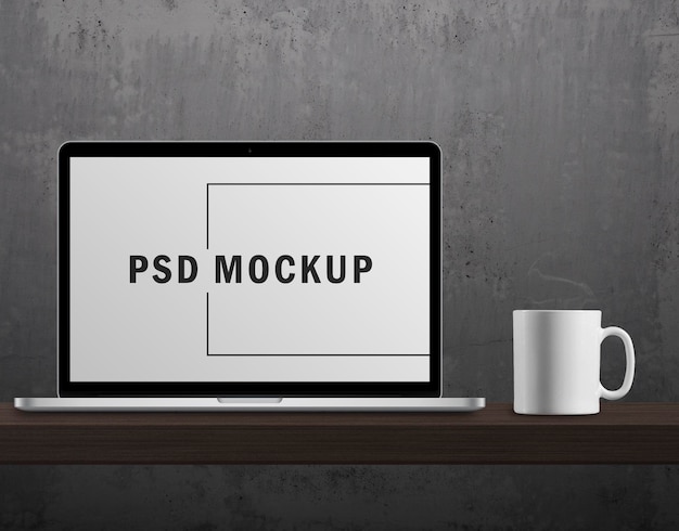 PSD laptop-modell auf dem desktop