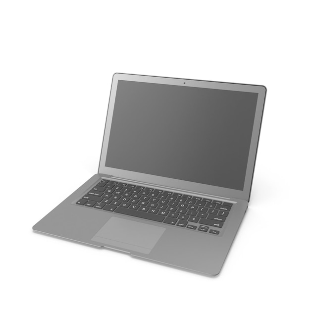 Laptop moderno en una superficie blanca perfecto para presentaciones