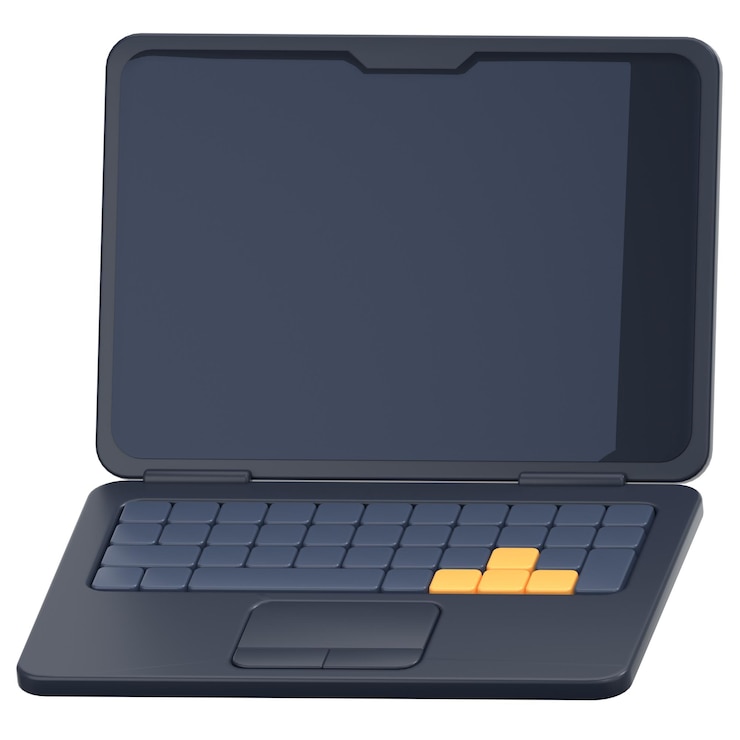PSD laptop nero icona 3d illustrazione low poly style