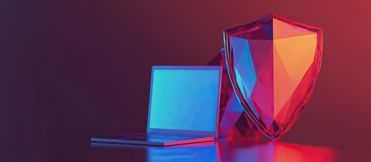 PSD laptop de protection contre la cybersécurité protégé par un bouclier