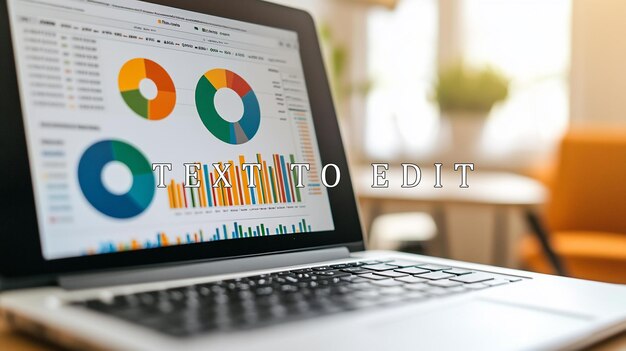 Laptop que muestra gráficos y gráficos de datos coloridos en la pantalla