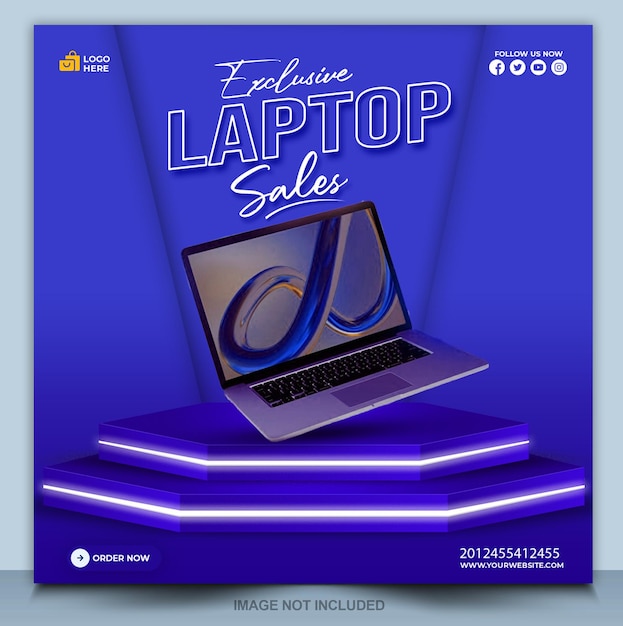 PSD laptop sales poster design template