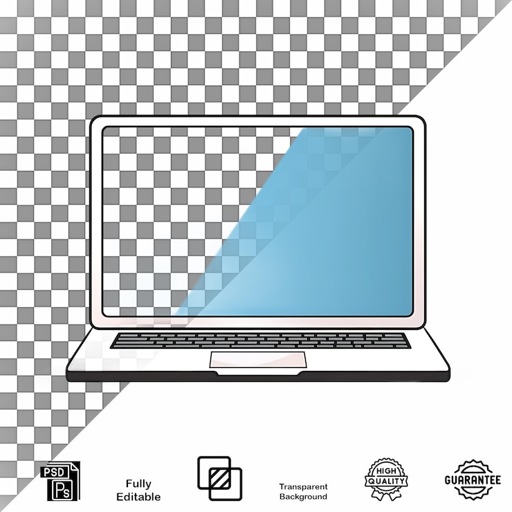 PSD laptop screen clip art semplice fattore piatto di alta qualità psd modificabile sfondo trasparente