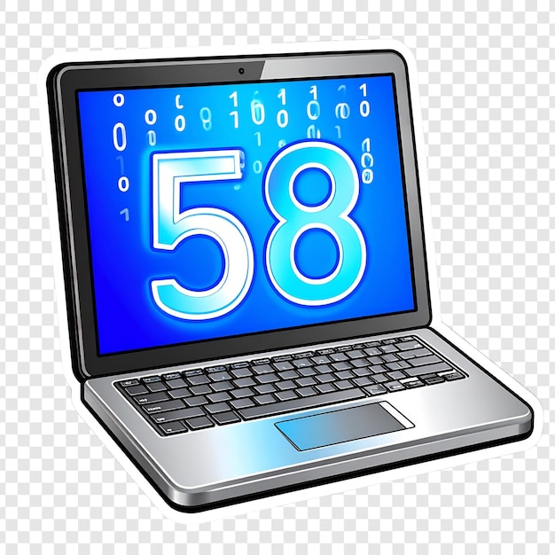 Laptop screen showing number 58 digital technology image
