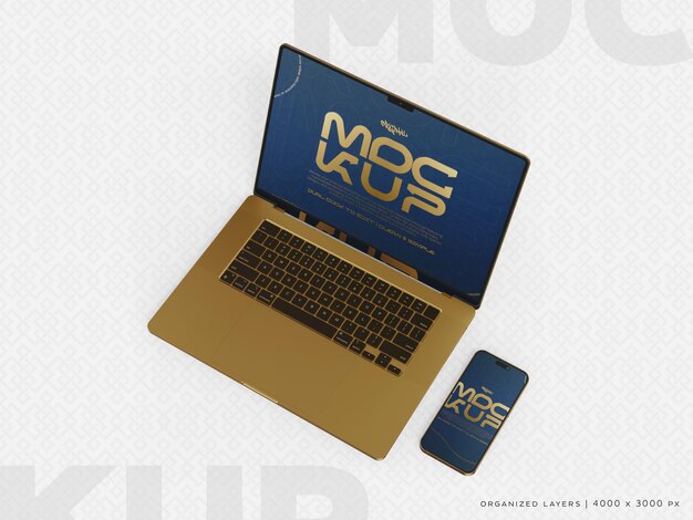 Laptop smartphone Dispositivo psd Modelo editável