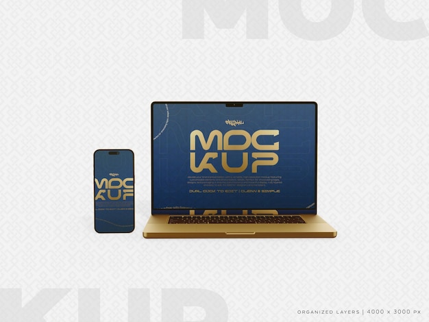 Laptop smartphone Dispositivo psd Modelo editável