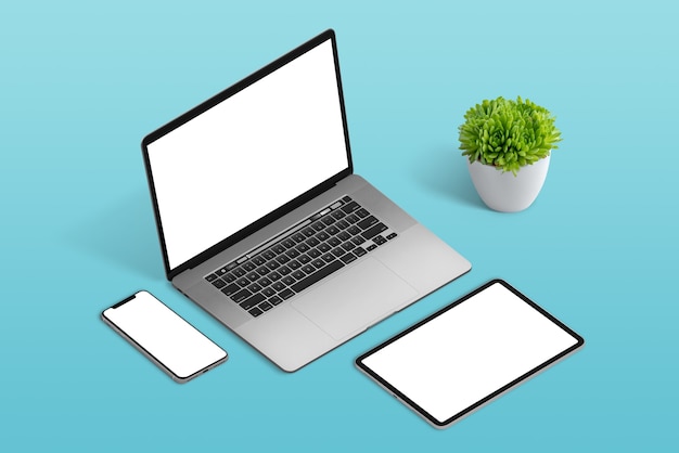 Laptop-, Telefon- und Tablet-Modell isoliert