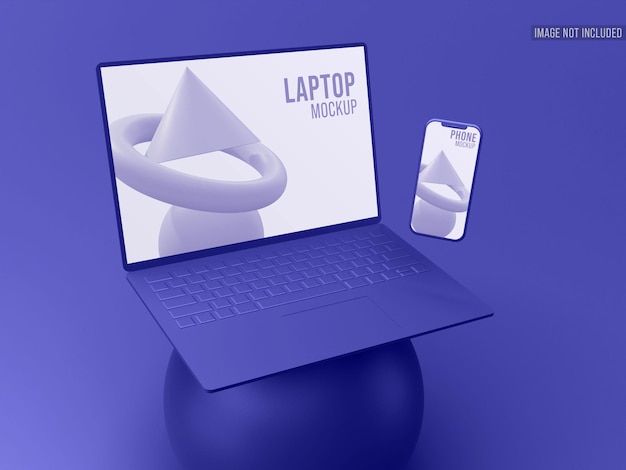 PSD laptop und smartphone 3d clay mockup