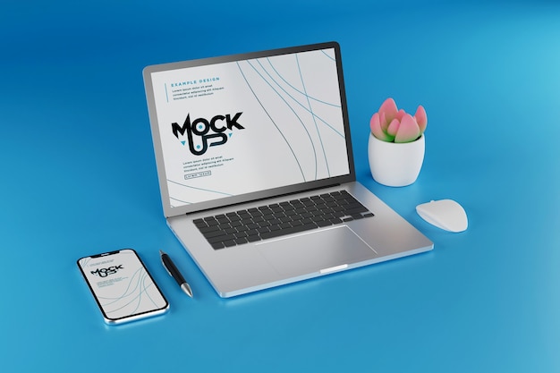 Laptop und Smartphone Bildschirm Mockup Design