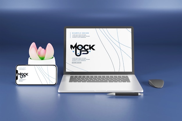 Laptop und smartphone bildschirm mockup design