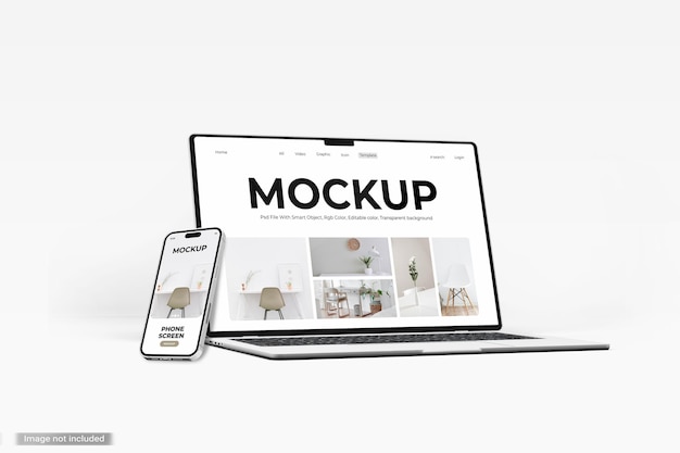 Laptop- und Telefonbildschirm-Mockup