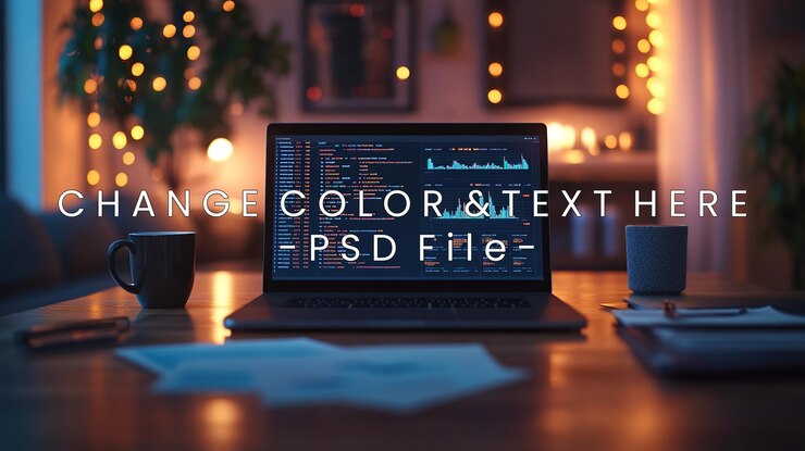 PSD laptop with data on a desk