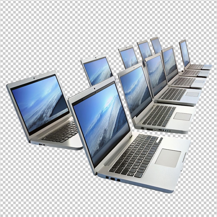 PSD laptops 3d em foto de fundo branco