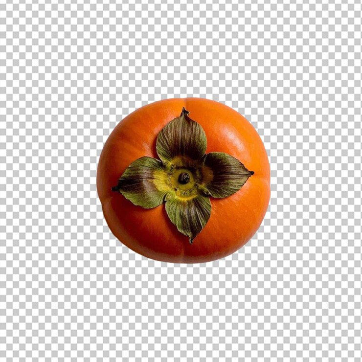 PSD laranja orgânica crua fuyu persimmon em fundo transparente
