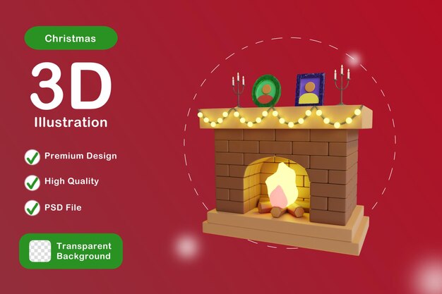 PSD lareira de natal 3d