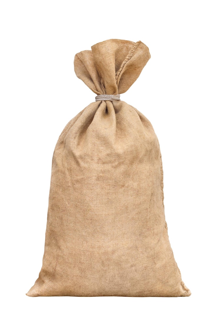 PSD large classic burlap bag isolated on a white background