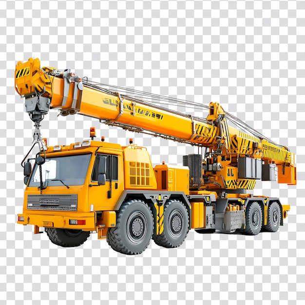 Large crane truck isolated on transparent background