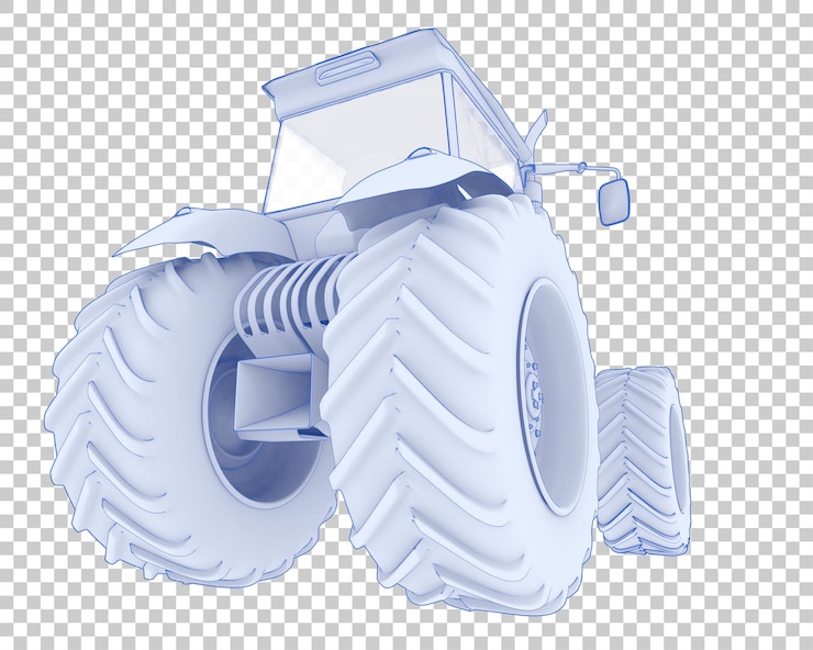 PSD large tractor on transparent background 3d rendering illustration