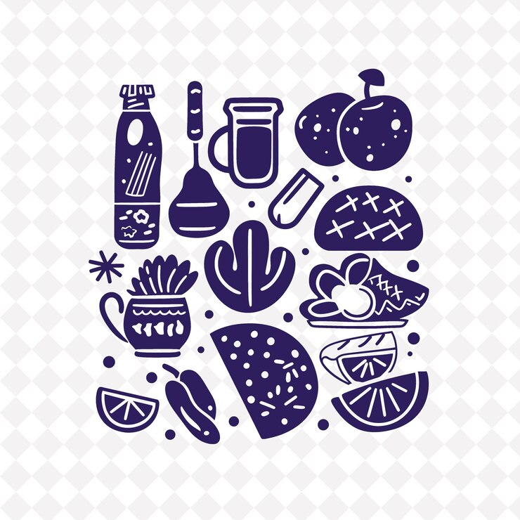PSD las posadas comida com desenho desenhado à mão desenho vector de símbolos tradicionais mexicanos criativos do méxico