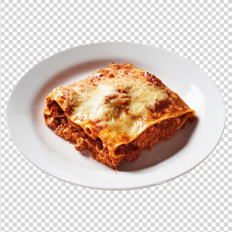 Lasagna picante comida italiana sobre un fondo transparente