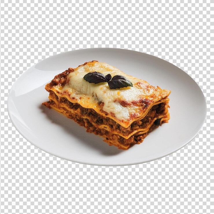 Lasagna de queso picante comida italiana sobre un fondo transparente