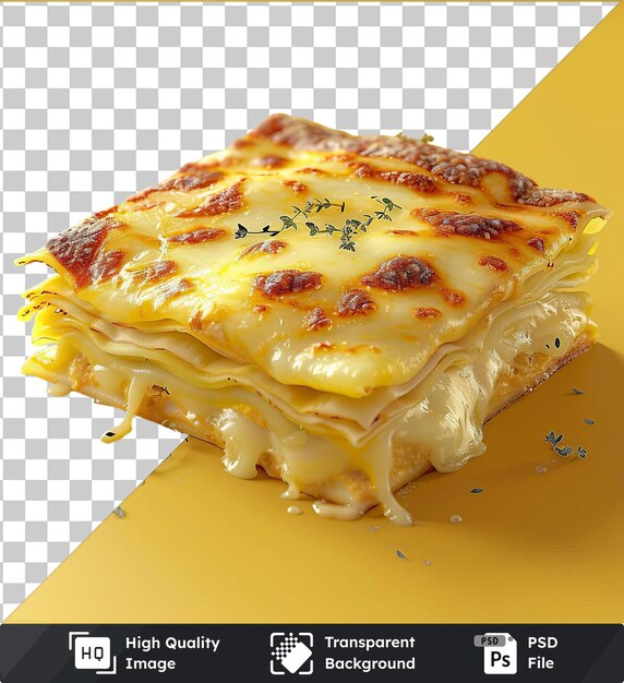Lasagna de queso de primera calidad en un plato amarillo