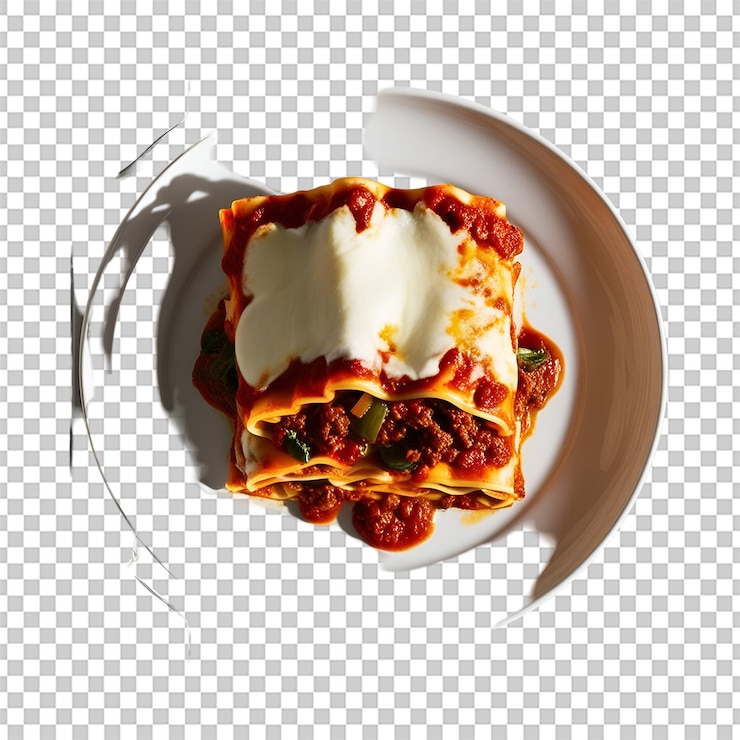 PSD lasagna su un piatto isolato su uno sfondo trasparente png psd