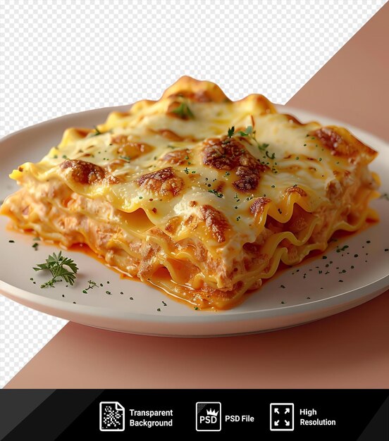 PSD la lasagne transparente sur une plaque blanche png psd