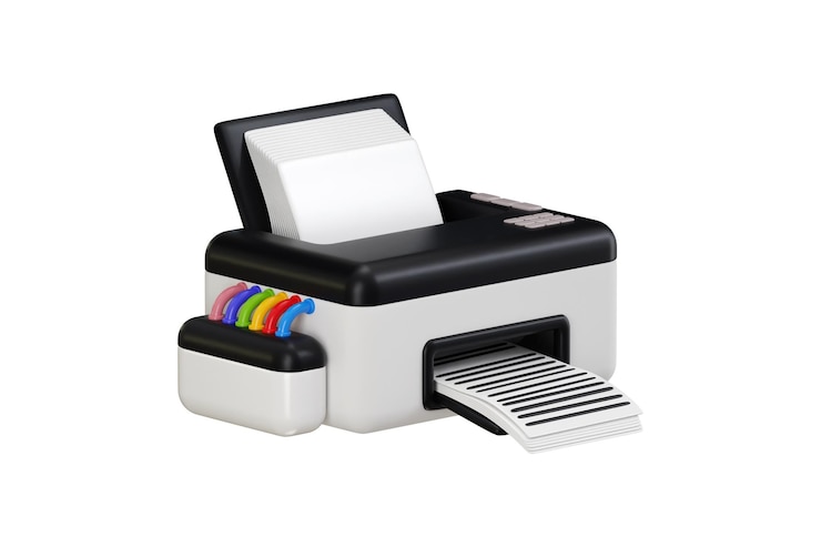 PSD laser-drucker-maschine-symbol 3d-rendering-konzept des druckgeräts für das drucken von dokumenten-symbole